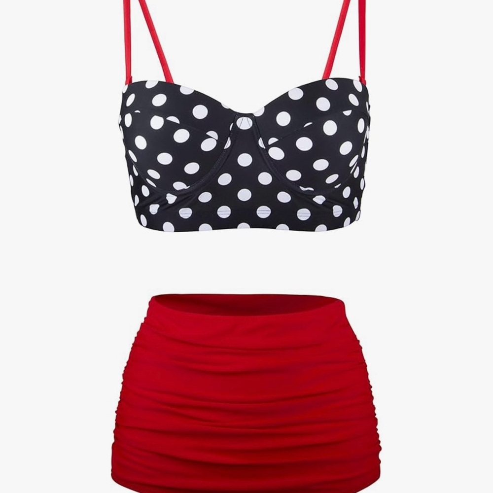 Red and black polka dot bikini - Picture 1 of 3